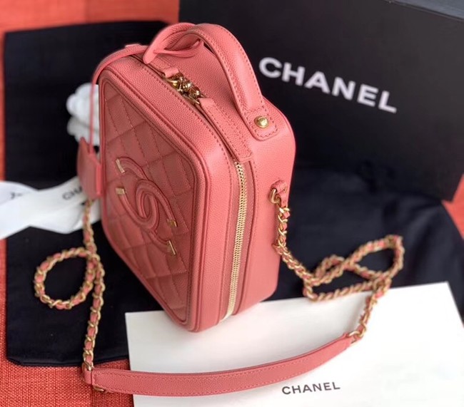 Chanel vanity case Grained Calfskin & Gold-Tone Metal AS0988 pink