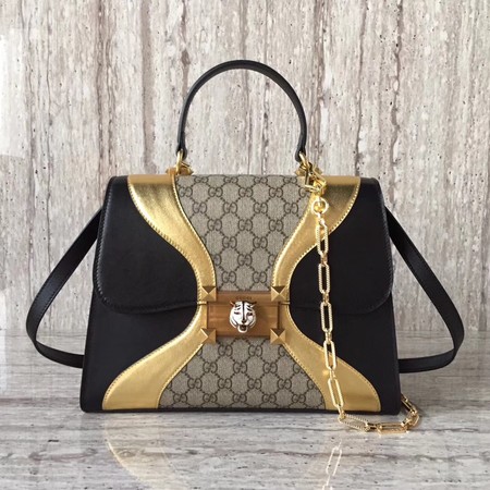 Gucci GG original medium top handle bag 476435 black&gold