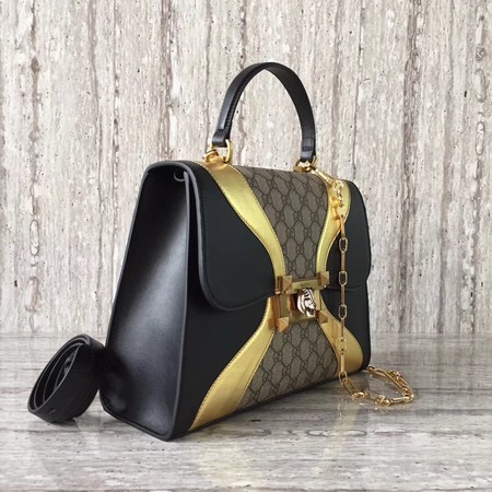 Gucci GG original medium top handle bag 476435 black&gold