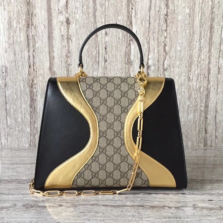 Gucci GG original medium top handle bag 476435 black&gold