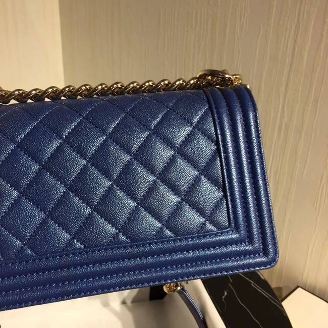 Boy Chanel Flap Shoulder Bag Original Leather Blue A67085 Gold