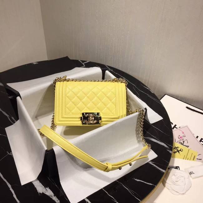 Boy Chanel Flap Shoulder Bag Original Leather Yellow A67085 Gold