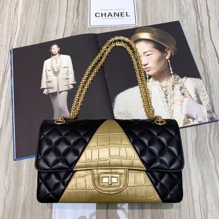 Chanel Flap Shoulder Bag Original Leather Black&Gold A1112 Gold