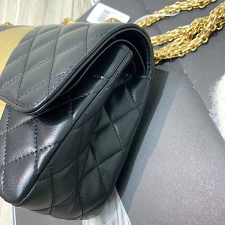 Chanel Flap Shoulder Bag Original Leather Black&Gold A1112 Gold