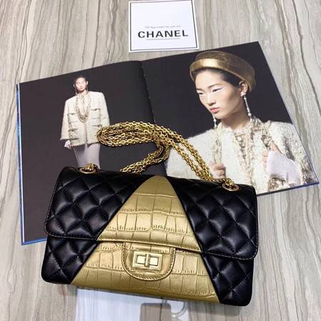 Chanel Flap Shoulder Bag Original Leather Black&Gold A1112 Gold