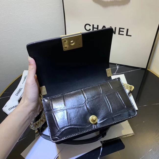 Chanel Le Boy Flap Shoulder Bag Original Leather Black TY67085 Gold