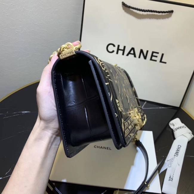 Chanel Le Boy Flap Shoulder Bag Original Leather Black TY67086 Gold