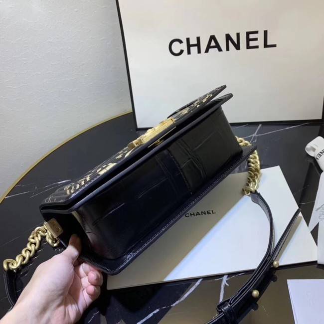 Chanel Le Boy Flap Shoulder Bag Original Leather Black TY67086 Gold