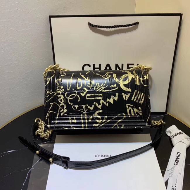 Chanel Le Boy Flap Shoulder Bag Original Leather Black TY67086 Gold