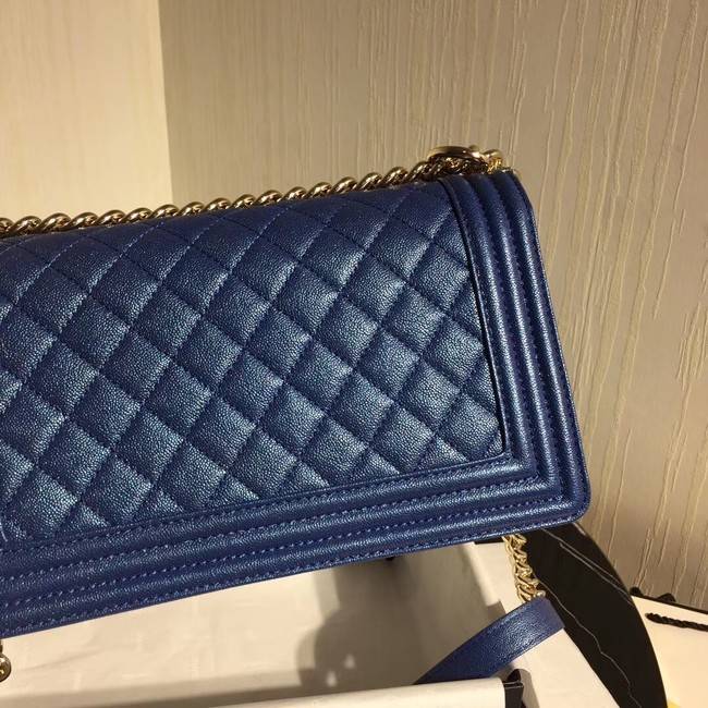 Chanel Le Boy Flap Shoulder Bag Original Leather Blue A67086 Gold