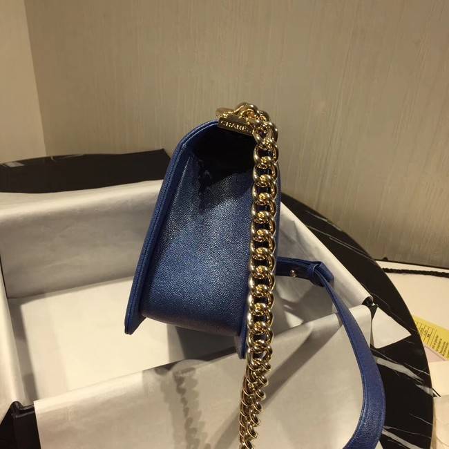 Chanel Le Boy Flap Shoulder Bag Original Leather Blue A67086 Gold