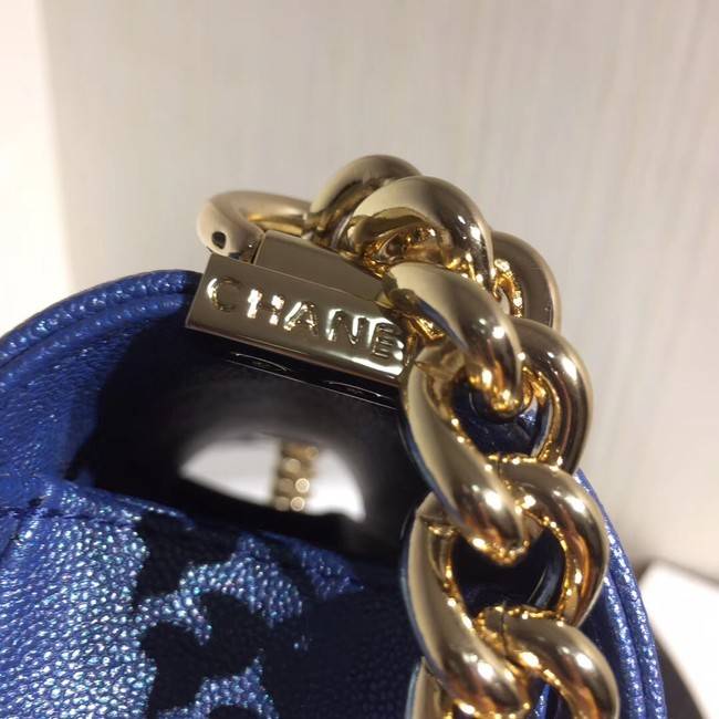 Chanel Le Boy Flap Shoulder Bag Original Leather Blue V67085 Gold