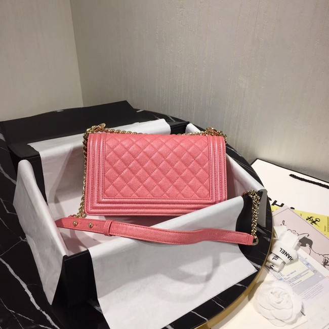 Chanel Le Boy Flap Shoulder Bag Original Leather Pink A67086 Gold