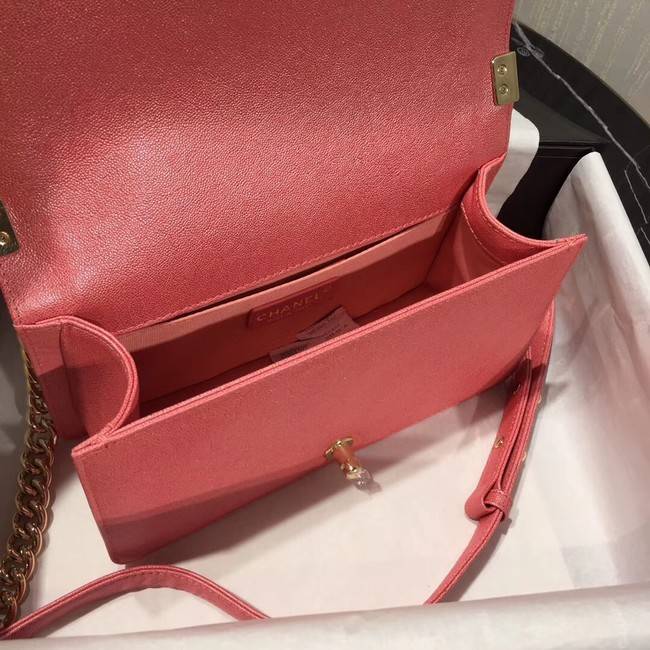 Chanel Le Boy Flap Shoulder Bag Original Leather Pink A67086 Gold