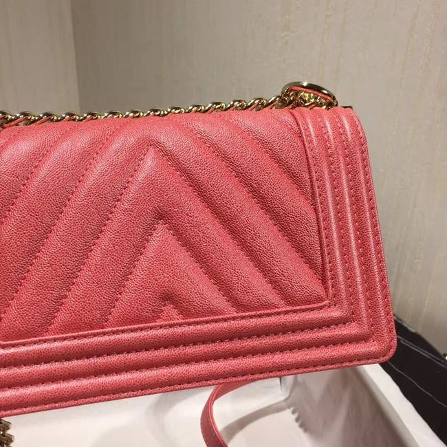 Chanel Le Boy Flap Shoulder Bag Original Leather Pink V67085 Gold