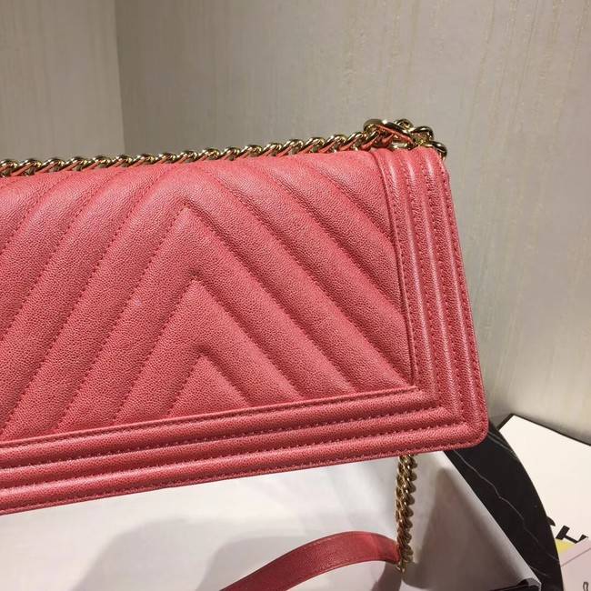 Chanel Le Boy Flap Shoulder Bag Original Leather Pink V67086 Gold