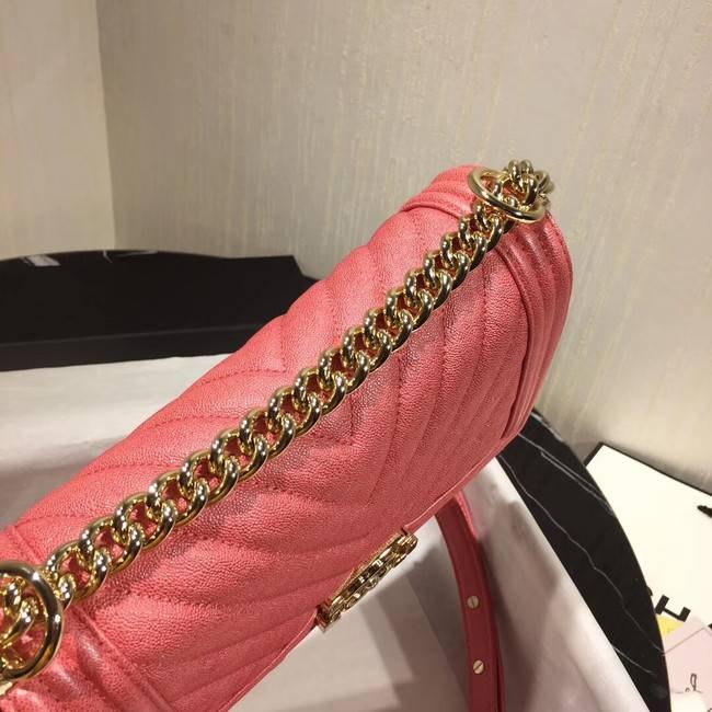 Chanel Le Boy Flap Shoulder Bag Original Leather Pink V67086 Gold
