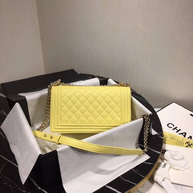 Chanel Le Boy Flap Shoulder Bag Original Leather Yellow A67086 Gold