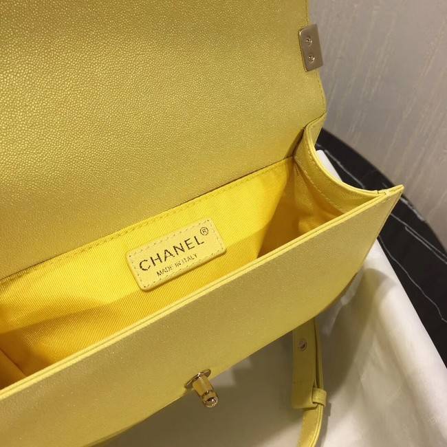 Chanel Le Boy Flap Shoulder Bag Original Leather Yellow A67086 Gold