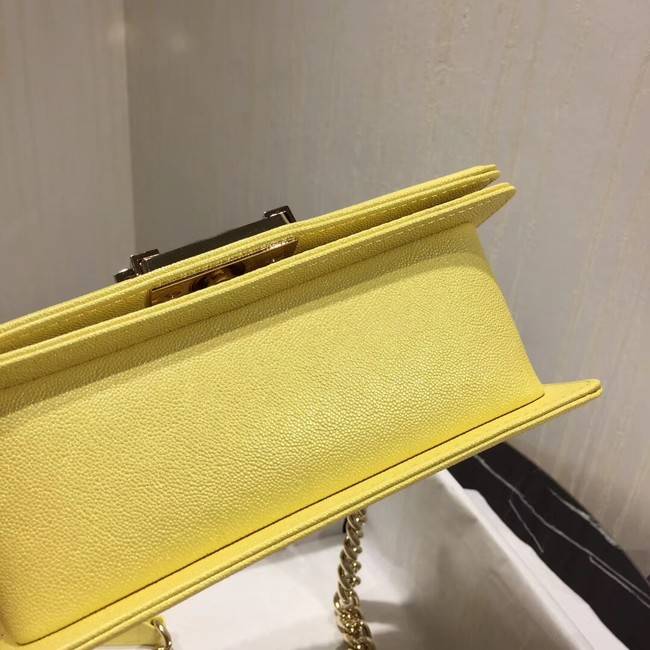 Chanel Le Boy Flap Shoulder Bag Original Leather Yellow V67085 Gold