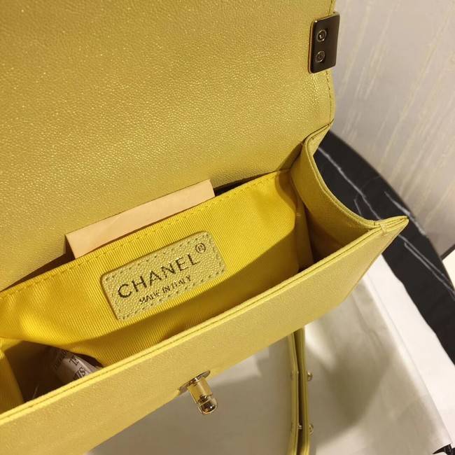 Chanel Le Boy Flap Shoulder Bag Original Leather Yellow V67085 Gold