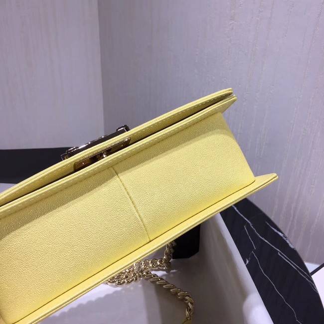 Chanel Le Boy Flap Shoulder Bag Original Leather Yellow V67086 Gold