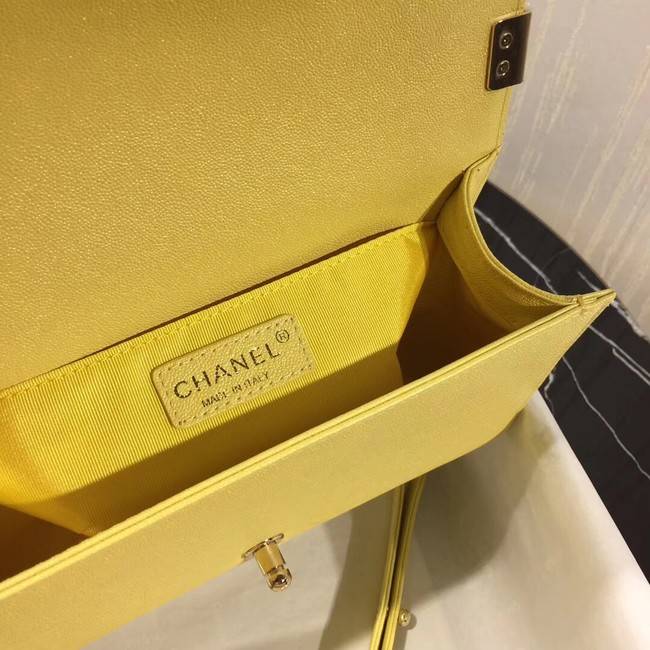 Chanel Le Boy Flap Shoulder Bag Original Leather Yellow V67086 Gold