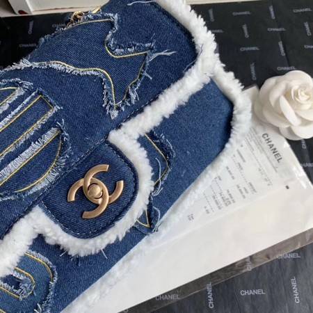 Chanel Shoulder Bag Blue 63592 Gold