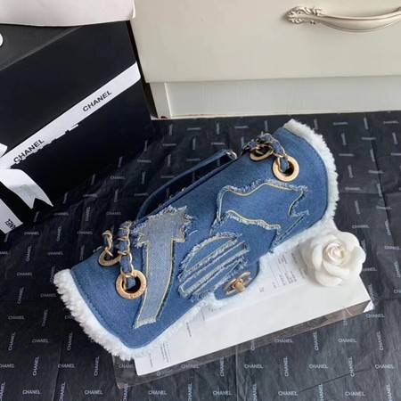 Chanel Shoulder Bag Light Blue 63592 Gold