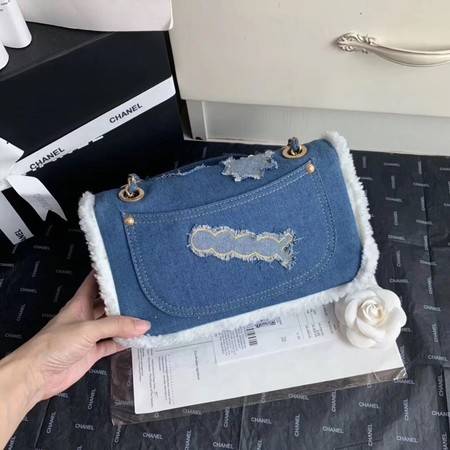 Chanel Shoulder Bag Light Blue 63592 Gold