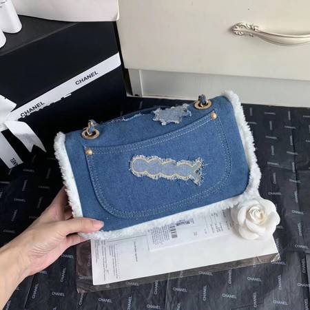 Chanel Shoulder Bag Light Blue 63592 Gold