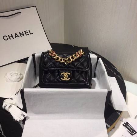 Chanel Shoulder Bag Original Leather Black 50937 Gold