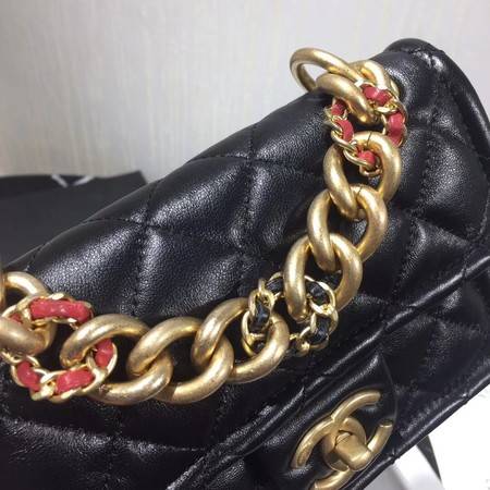 Chanel Shoulder Bag Original Leather Black 50937 Gold