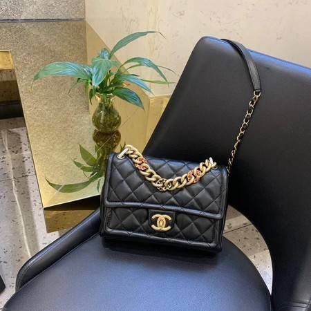 Chanel Shoulder Bag Original Leather Black 50938 Gold