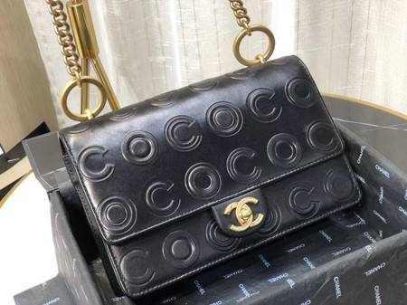 Chanel Shoulder Bag Original Leather Black 63595 Gold