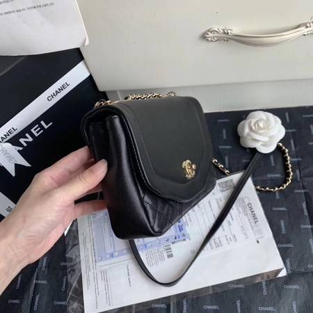 Chanel Shoulder Bag Original Leather Black AS0729 Gold