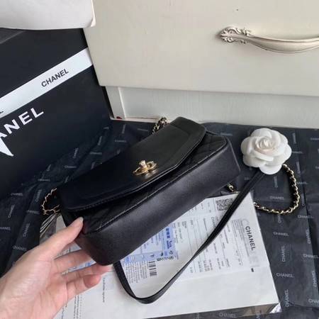 Chanel Shoulder Bag Original Leather Black AS0729 Gold
