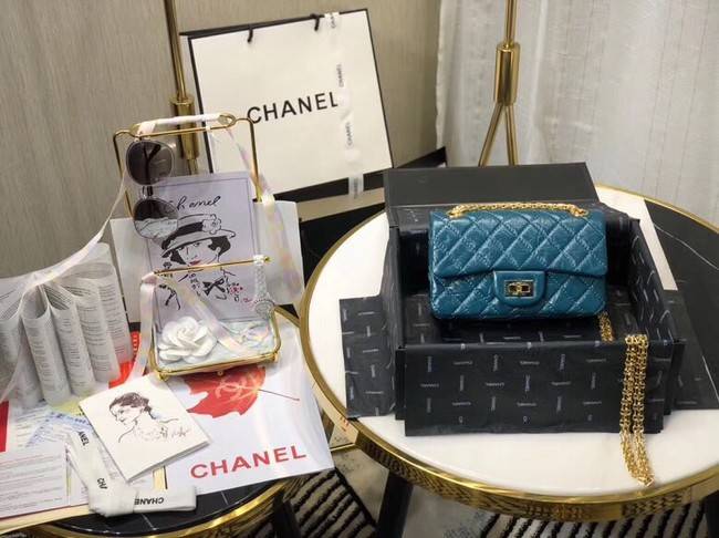 Chanel Shoulder Bag Original Leather Blue AS0874 Gold