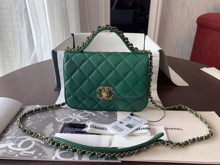 Chanel Shoulder Bag Original Leather Green 63593 Gold