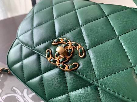Chanel Shoulder Bag Original Leather Green 63593 Gold