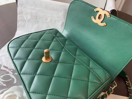 Chanel Shoulder Bag Original Leather Green 63593 Gold