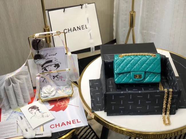 Chanel Shoulder Bag Original Leather Green AS0874 Gold