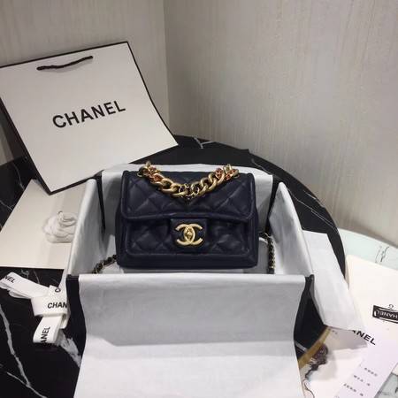 Chanel Shoulder Bag Original Leather Navy 50937 Gold