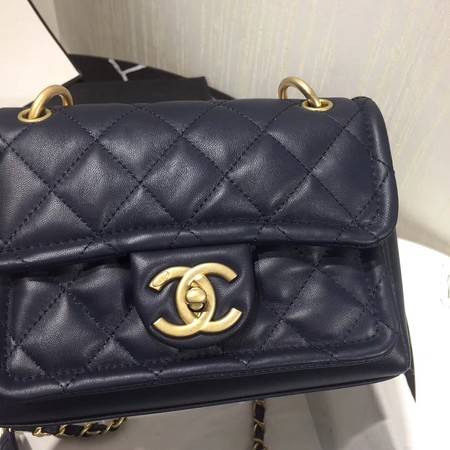 Chanel Shoulder Bag Original Leather Navy 50937 Gold