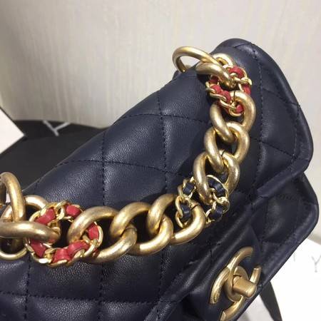 Chanel Shoulder Bag Original Leather Navy 50937 Gold