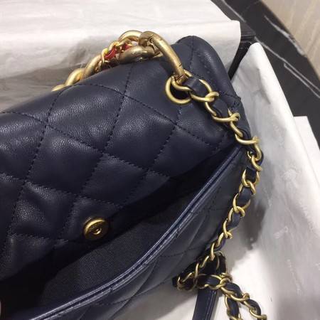 Chanel Shoulder Bag Original Leather Navy 50937 Gold