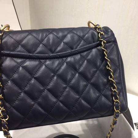 Chanel Shoulder Bag Original Leather Navy 50938 Gold