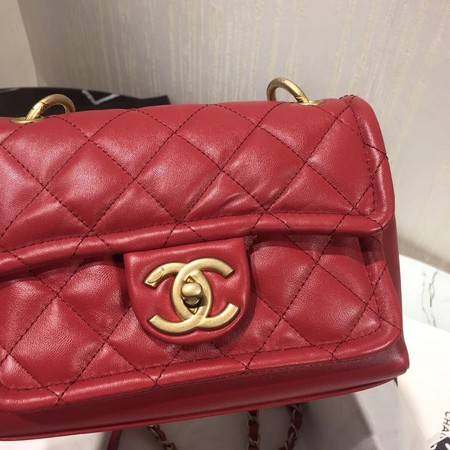 Chanel Shoulder Bag Original Leather Red 50937 Gold