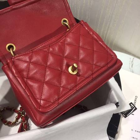 Chanel Shoulder Bag Original Leather Red 50937 Gold