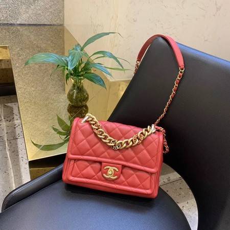 Chanel Shoulder Bag Original Leather Red 50938 Gold